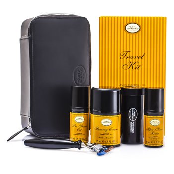 Travel Kit (Lemon): Razor+ Shaving Brush+ Pre-Shave Oil 30ml+ Shaving Cream 45ml+ A/S Balm 30ml+ Case