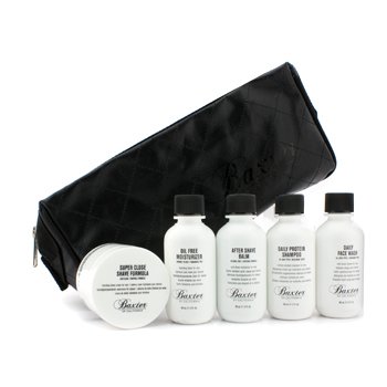 Travel Kit: Face Wash + Shave Formula + Moisturizer + Shave Balm + Shampoo + Bag