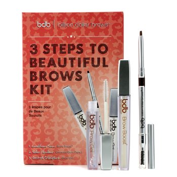 3 Steps To Beautiful Brows Kit: 1x Brow Boost,  1x Brow Gel, 1x Universal Pencil