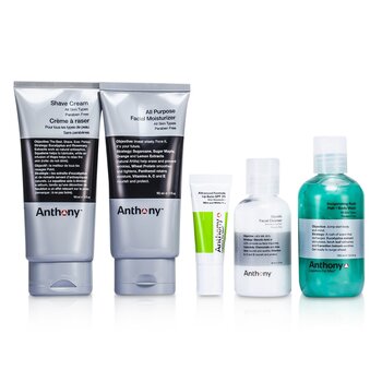 Logistics For Men The Essential Traveler Kit:  Cleanser + Mositurizer + Lip Blam + Shave Cream + Hair & Body Wash