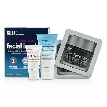 'Night Night' Facial In A Box: Makeup melt gel-to-oil Cleanser 20ml + Clay Mask 2x4g + Triple Oxygen Moisture Cream 5ml