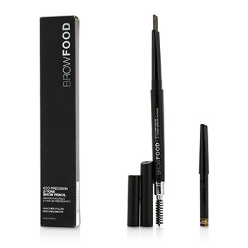 BrowFood Eco Precision 2 Tone Brow Pencil With Extra Refill - #Dark Brunette