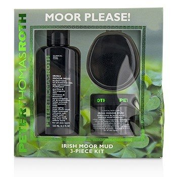 Moor Please! Irish Moor Mud 3-Piece Kit: Irish Moor Mud Purifying Black Mask  50ml + Irish Moor Mud Purifying Cleansing Gel 125ml + Masktasker Mask Application & Removal Tool (Box Slightly Damaged)