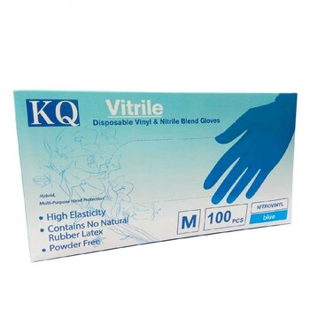 KQ - Vitrile Disposable Vinyl & Nitrile Blend Gloves -blue (S)