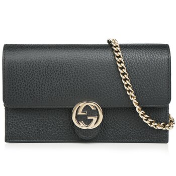 Icon GG Interlocking Wallet On Chain  Black Crossbody Bag 615523