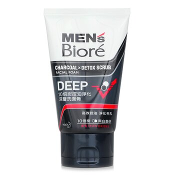 Biore Mens Charcoal x Detox Scrub Facial Foam Deep (with Iron Oxides)