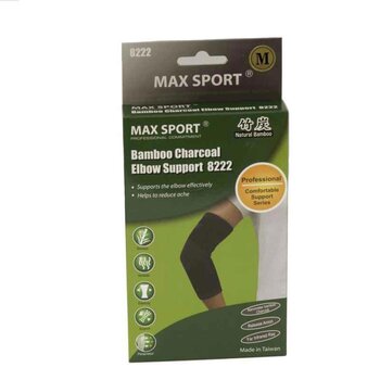 MAX SPORT Bamboo Charcoal Elbow Support, One Piece Measure Round Center