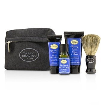 Starter Kit - Lavender: Pre Shave Oil + Shaving Cream + After Shave Balm + Brush + Bag