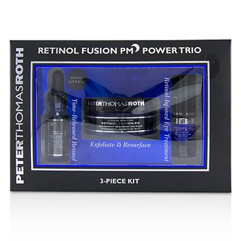 Retinol Fusion PM Power Trio Kit: Overnight Resurfacing Pads 20 pads + Night Serum 12ml/0.4oz + Eye Cream 7ml/0.24oz