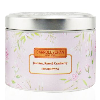 100% Beeswax Tin Candle - Jasmine Rose Cranberry