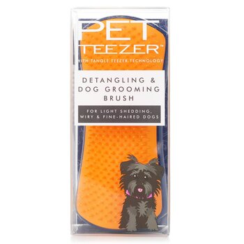 Pet Teezer Detangling & Dog Grooming Brush (For Light Shedding, Wiry & Fine Haired Dogs) - # Navy / Orange